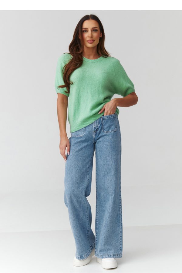 Short sleeve sweater model 224078 Makadamia